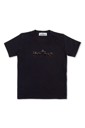 black cotton tshirt STONE ISLAND KIDS | 811621056V0029